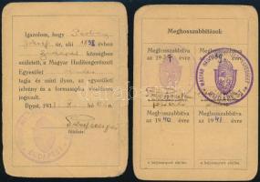 1938 Bp., A Magyar Haditengerészeti Egyesület által kiállított tagsági igazolvány