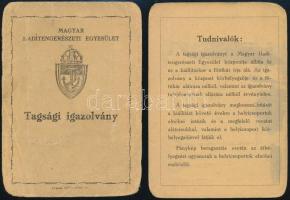 1938 Bp., A Magyar Haditengerészeti Egyesület által kiállított tagsági igazolvány
