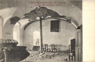 Kecskemét, A piarista növendékpapok hálóterme az 1911. július 8-ai földrengés után, belső. Fantó fényképész felvétele