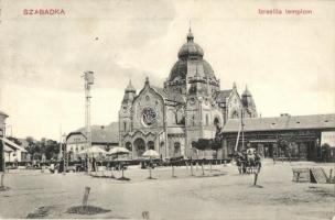 1916 Szabadka, Subotica; Izraelita templom, zsinagóga, zsidó elemi iskola, gyógyszertár. Váczi Elek kiadása / synagogue, pharmacy, Jewish school