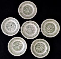 Ironstone hiányos tányér készlet, levonó képes(Old Country Castles), jelzett, kopott, d: 22,5-28 cm,...