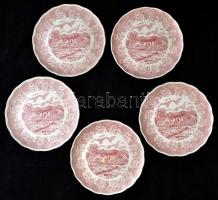 Ironstone hiányos tányér készlet, levonó képes(Old Country Castles), jelzett, kopott, d: 22,5-28 cm,...