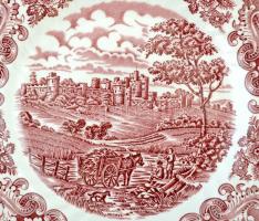 Ironstone hiányos tányér készlet, levonó képes(Old Country Castles), jelzett, kopott, d: 22,5-28 cm,...