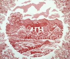 Ironstone hiányos tányér készlet, levonó képes(Old Country Castles), jelzett, kopott, d: 22,5-28 cm,...