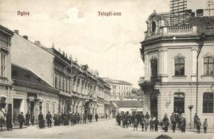Nyitra, Nitra; Telegdy utca (Telegdi utca), Löwy Mór üzlete / street view, shops (ragasztónyom / glue marks)