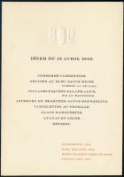 1939 Francia nyelvű, angyalos címeres menükártya