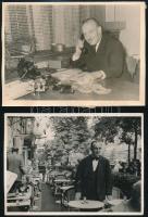 1947 Füredi Jenő Vendéglőst, főpincért ábrázoló 3 db fotó, 13×18 cm + a Budapesti Kereskedelmi és Ip...