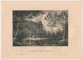 3 db tájképes acélmetszet: Rudelsburg és Saaleck, Neuhaus kastély, Neuburg, 9,5x15 cm