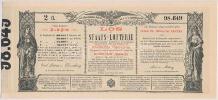 Ausztria / Bécs 1878. "Sorsjegy állam-sorsjátékra a közös hadsereg mozgósított tartalékosai s a...