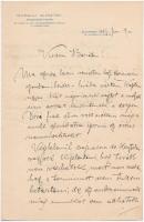 1907 Bp., Morelli Gusztáv (1848-1909) fametsző tanár fejléces levélpapírjára írt magánlevele, aláírásával