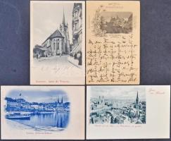 122 db főleg régi svájci városképes lap, közte modernek is / 122 mainly Swiss town-view postcards, among them modern cards also