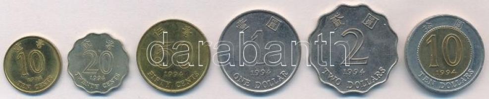 Hongkong 1994. 10c-10D (6xklf) T:1-,2 Hong Kong 1994. 10 Cents - 10 Dollars (6xdiff) C:AU,XF