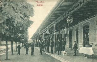 1909 Siófok, pályaudvar, vasútállomás, külső várótermi rész, kiadja Weisz Lipót (Rb)