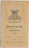 cca 1870 Nagyszeben, Család műtermi fotója, foltos, Theodor Glatz műterméből, 10×6 cm