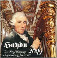 2009. 5Ft-200Ft &quot;Haydn&quot; (7xklf) forgalmi érme sor, benne &quot;Joseph Haydn&quot; Ag emlékérem (12g/0.999/29mm) T:PP Adamo FO43.4