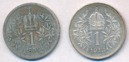 Ausztria 1895-1913. 1K Ag "Ferenc József" (2x) T:1-,2- patina
Austria 1895-1913. 1 Corona...