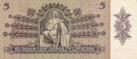 1939. 5P igen látványos, erős papírráncokkal! T:I