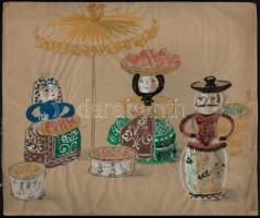 cca 1948 Mallász Gitta (1907-1992) magyar úszóbajnok, grafikus okmánya, grafikus tervei, nyomtatásba...