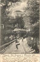 1906 Zagreb, Agram, Zágráb; Vila Pongratz u Mesnickoj ulici / Pongrác villa, út. Kiadja A. Brusine / villa, road (r)