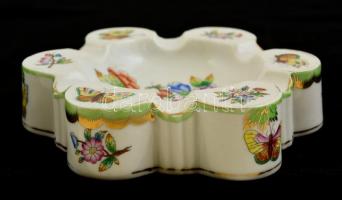 Herendi Viktória mintás hamutartó, kézzel festett, jelzett, kopásokkal, d: 15 cm