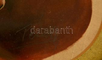 Péterffy jelzéssel: Szamárfül. Festett selyemkép, üvegezett keretben, 12×17 cm