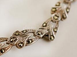 Ezüst(Ag) markazitos karkötő, jelzett, h: 19 cm, bruttó: 10,6 g