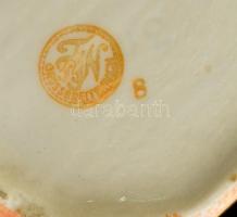 Mustártartó látképpel, részben kézzel festett, jelzett, apró kopásokkal, m: 8 cm