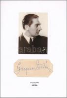 Greguss Zoltán (1904-1986) színész aláírása és modern fotója, papírlapon