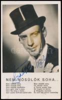 Latabár Kálmán (1902-1970) színész aláírása egy őt ábrázoló filmboltos képeslapon