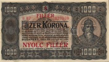 1923. 1000K 8f fny-sal T:II+ felső szélén papírhibából eredeő parányi lyuk!
