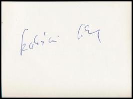 Szakácsi Sándor (1952-2007) színész aláírása egy őt ábrázoló fotó hátoldalán