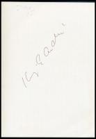 Kozák András (1943-2005) színész aláírása egy őt ábrázoló fotó hátoldalán