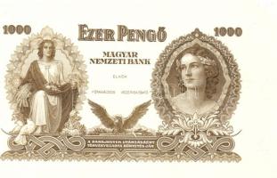 1942. 1000P Horváth E. terve, dátum nélkül, hivatalos utánnyomat, csak 600db! RR!! Rosszul vágott példány, baloldalon nincs ívszél!