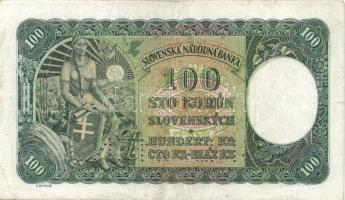 Szlovákia 1940. 100K "Minta" lyukasztással T:II-