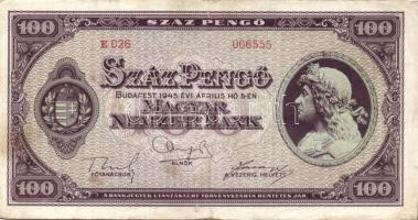 1945. 100P gyári vízjellel T:III+