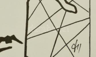 Olvashatatlan jelzéssel: Tavasz. Tus, papír, jelzett, üveg keretben, 30×40 cm