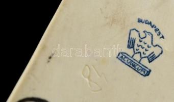 Aquincumi porcelán kisfiú nyúllal, kézzel festett, jelzett,hibátlan, m: 12 cm