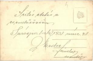 1938 Sárospatak, Sertésetetés a csendőr őrsön, csendőrök, photo