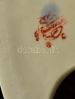 Kos, orosz porcelán figura, kézzel festett, jelzett, apró kopásokkal, m: 12 cm