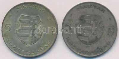 1947. 5Ft Ag "Kossuth" (2x) T:2-,3 patina