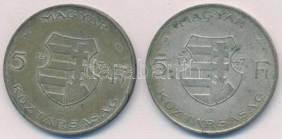 1947. 5Ft Ag "Kossuth" (2x) T:2- patina