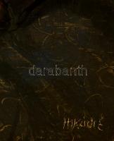 Hikádi Erzsébet, Czene Béláné (1911-2008): Nagyanyó ikrekkel. Olaj, farost, jelzett, keretben, 75×80...