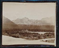 1902 Csorba-tó látképe, fotó, szakadással, 10×12 cm