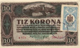 1920. 10K szerb ellenbélyeggel, némabélyegzővel! Játék?! Hamis?! T:I- alul pici perepedés