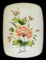 Hollóházi tégely, matricás, jelzett, kis kopásokkal, 9,5×7×4,5 cm