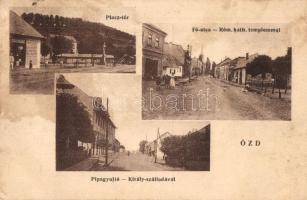 1935 Ózd, Piac tér, Fő utca, Római katolikus templom, Pipagyújtó, Király szálloda (fl)