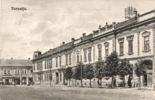 Tornalja, Tornala; Fő tér, Blicz Géza üzlete, szálloda. Kiadja Friedmann Herman / main square, street view, shops, hotel (Rb)