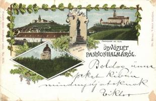 1900 Pannonhalma, Győrszentmárton; Szent Asztrik szobor, Milleniumi emlékmű. Palatin tanár fényképei után, Art Nouveau (kis szakadás / small tear)