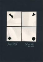 1975-2010 Jankovszky György(1946-): Geometria tanulmány, fotómontázs, feliratozva, aláírt, pecséttel jelzett, részben színezett, kartonra kasírozva, 14×14 cm