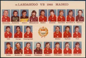 1982 Magyar futballválogatott a madridi VB-n, fotólap, MTI, 10×14,5 cm